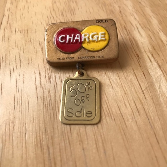 Handmade Retro One of a Kind Jewelry - Charge Card Brooch Pin Sale Charm Handmade Retro